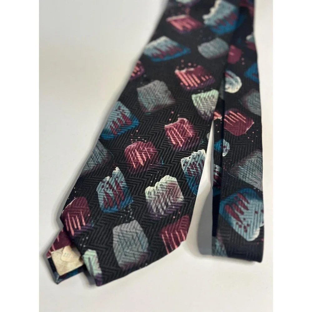 VTG Pcarlo Palazzi Paris Tie Geometric Pattern‎ Italian Silk Necktie Accessory